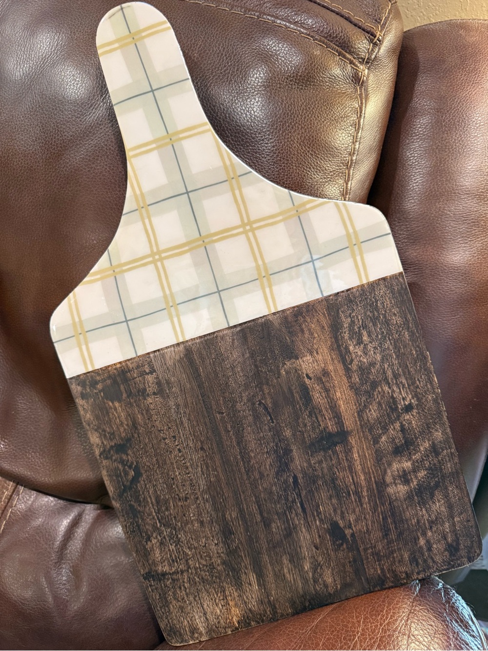 Decorative Dolly Parton Plaid & Wood Serving Board